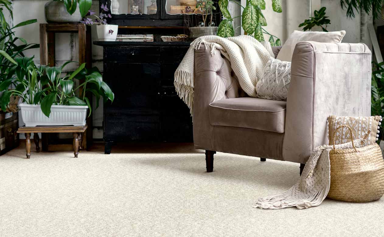 Living room with brown chair and carpet