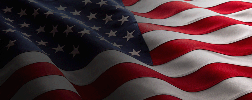 American flag on a wood background